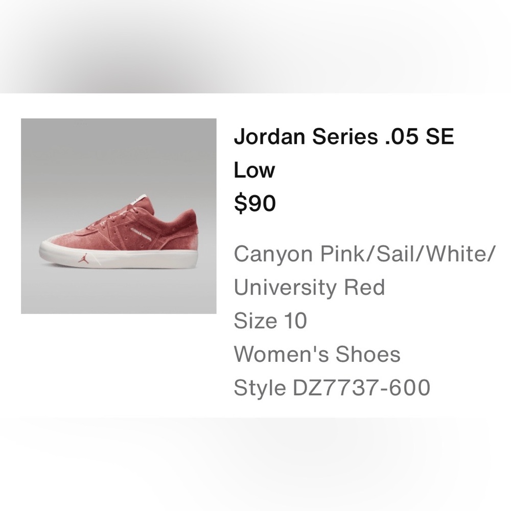 Jordan Series .05 SE
Low 
Canyon Pink/Sail/White/
University Red